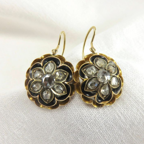 Retro Golden Blossom Crystal Earrings