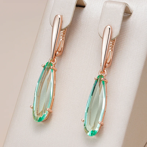 Chic Green Glass Drop Earrings