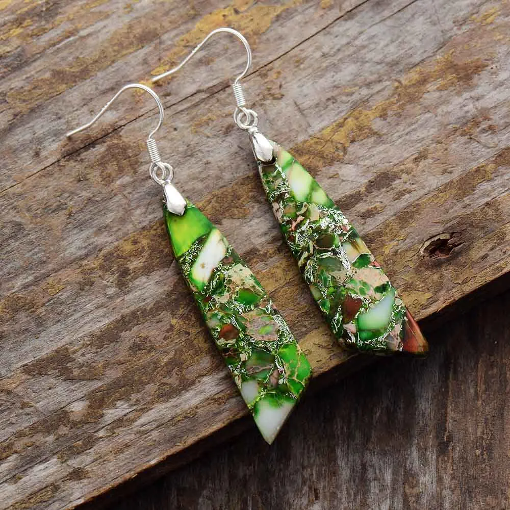 Retro Green Natural Stone Earrings