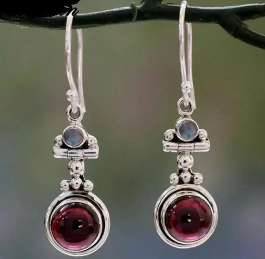 Retro Red Crystal Drop Earrings