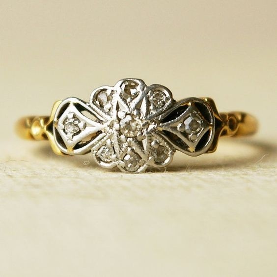 Antique Silver and Gold Mandala Ring