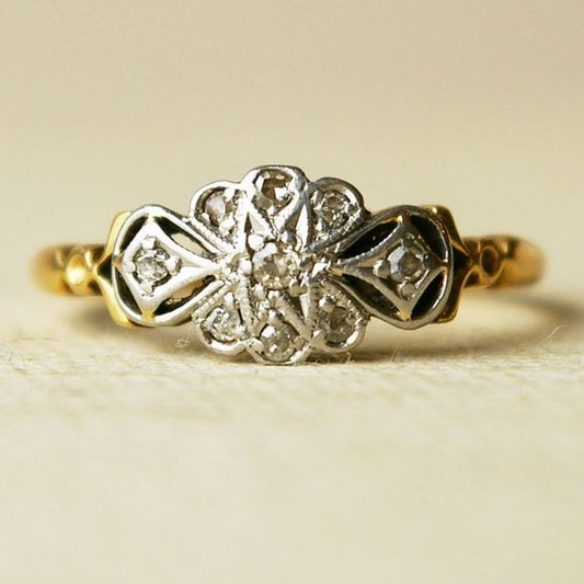 Antique Silver and Gold Mandala Ring