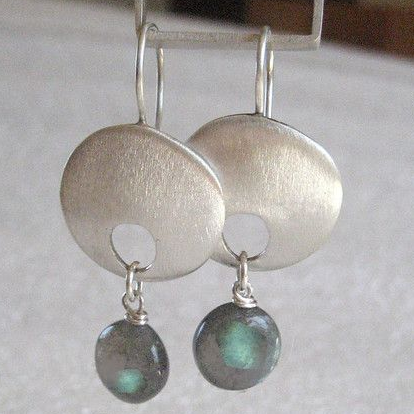 Antique-Inspired Blue Stone and Silver-Plated Earrings