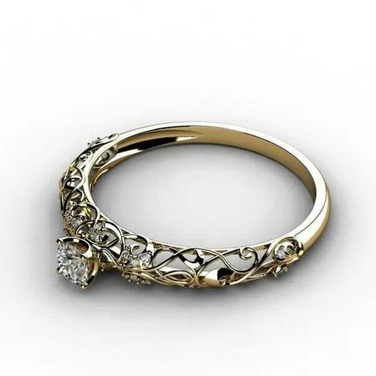 Antique Golden Ivy Open Ring