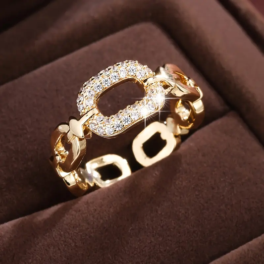Radiant Golden Chain Ring