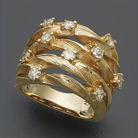 Multi-Layered Golden Zirconia Ring