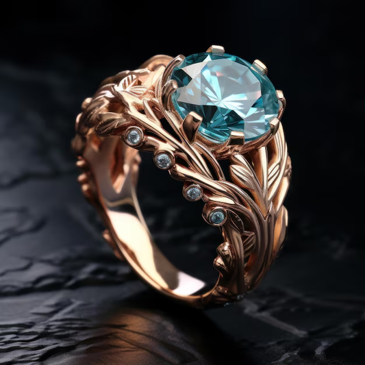 Blue Zirconia Rose Ring