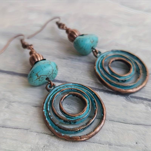 Retro Turquoise Spiral Earrings