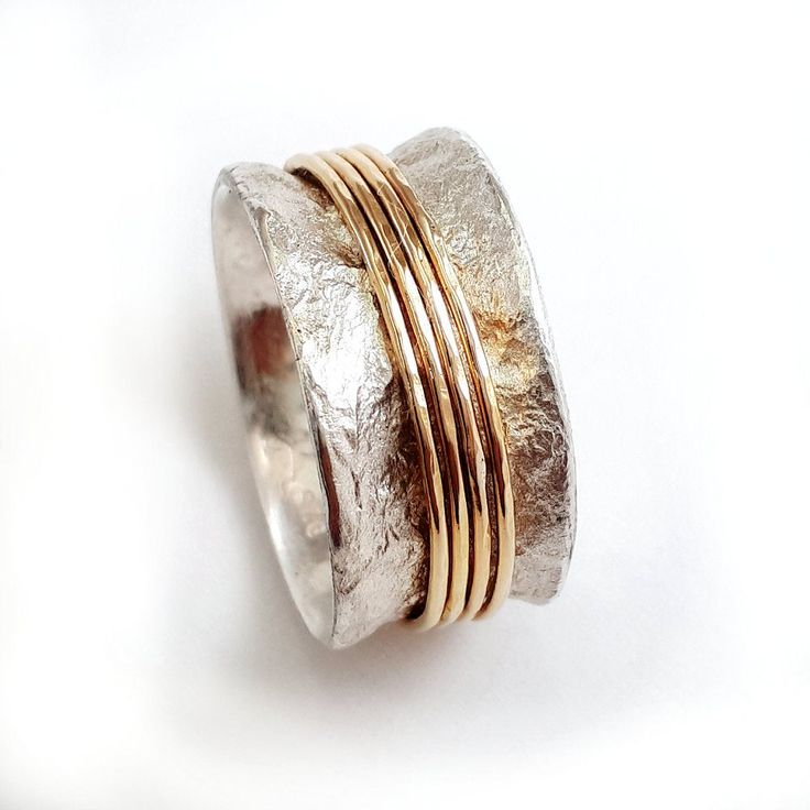 Vintage Silver Golden Thread Ring