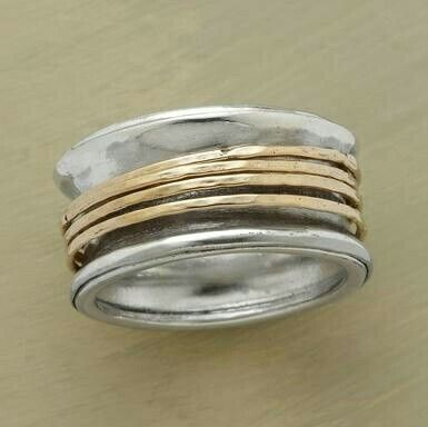 Vintage Silver Golden Thread Ring