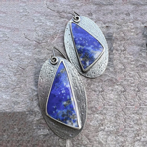 Retro Silver and Blue Earrings