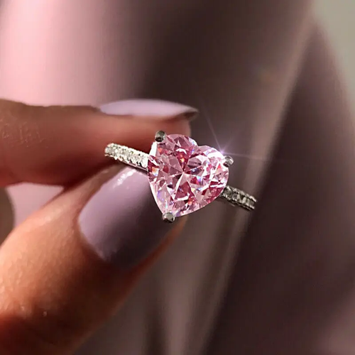 Chic Pink Heart-Shaped Ring