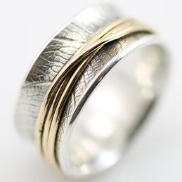 Classic Slim Gold-Accent Silver Ring