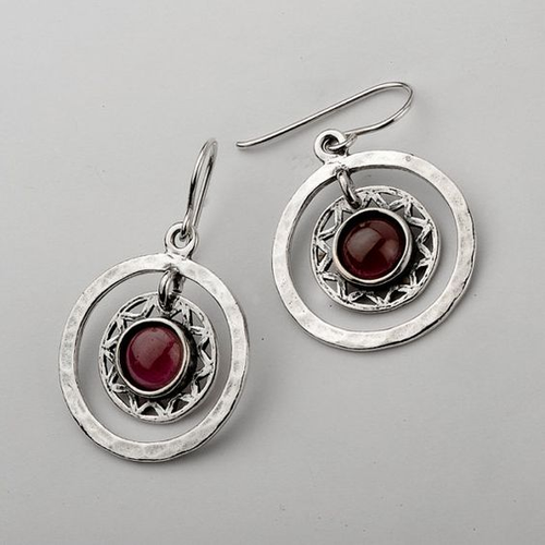 Retro Red Circular Stone Earrings