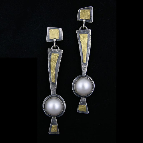 Retro Silver Pearl Drop Earrings
