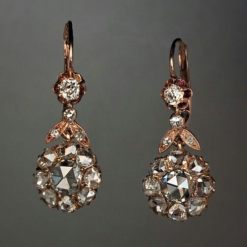 Retro Drop Earrings with Bronze Zirconia Accents