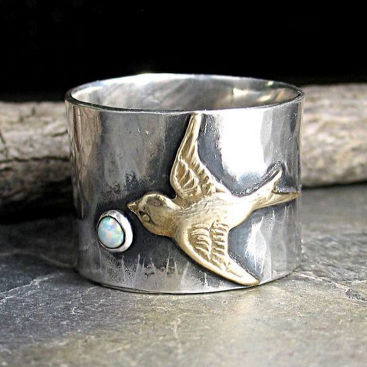 Antique Silver Hummingbird Ring