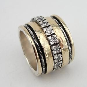 Retro Gold-Plated Thick Ring with Zirconia Accents