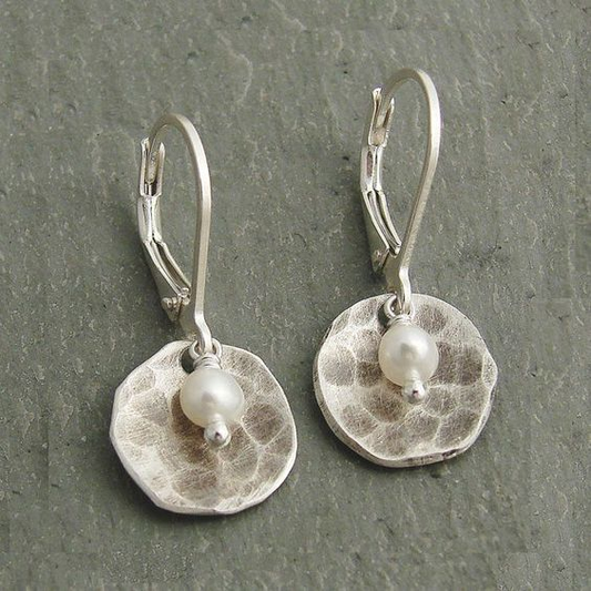 Classic Round Pearl Silver Earrings
