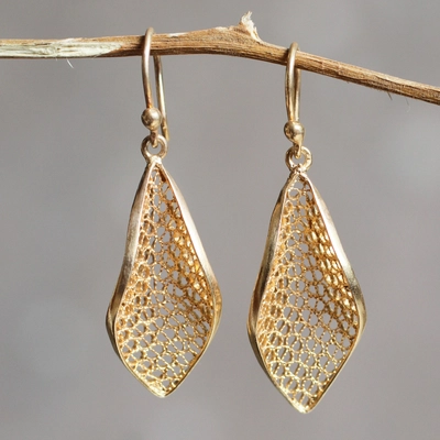 Retro Golden Mesh Drop Earrings
