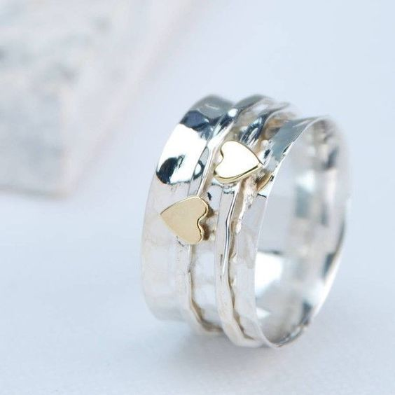 Retro Double Heart Gold Ring