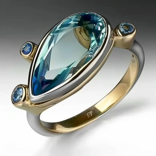 Retro Oval Blue Glass Ring