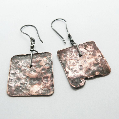 Retro Square Distressed Earrings