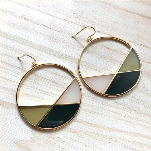 Retro Green Hollow Hoop Earrings