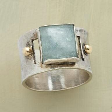 Retro Green Square Moonstone Ring