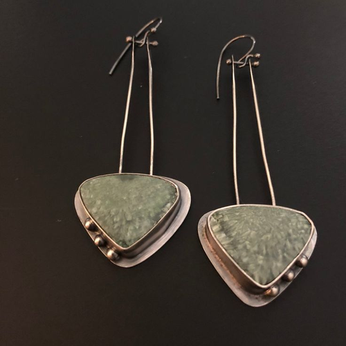 Retro Green and Rose Gold Earrings