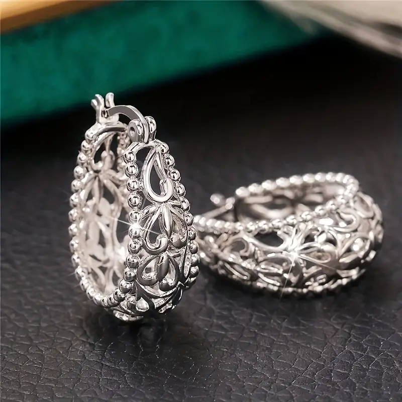 Retro Shiny Silver Basket Earrings