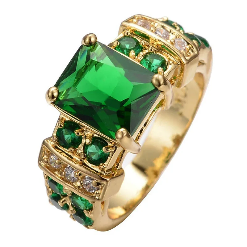 Antique Green Crystal and Gold Ring