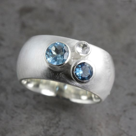 Antique Silver Ring with Blue Crystal Accent