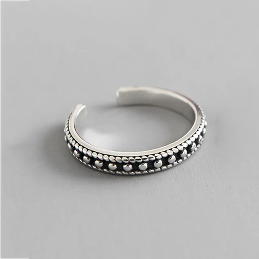 Classic Silver Beaded Ring