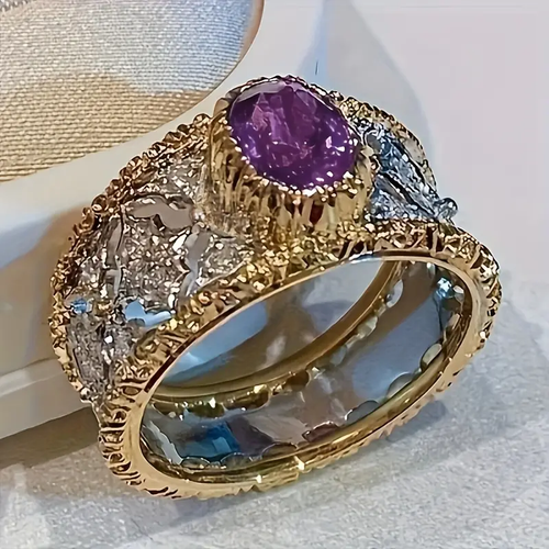Retro Vibrant Purple Zirconia Ring