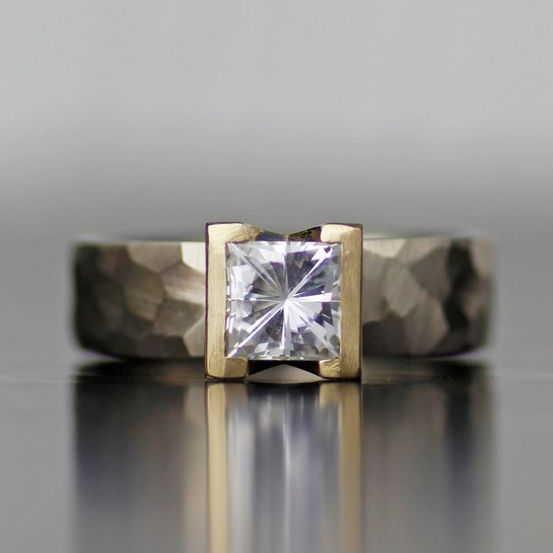 Antique Silver and Gold Inlaid Glass Ring