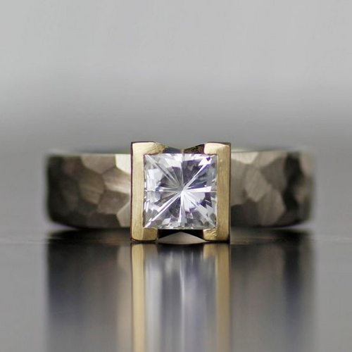 Antique Silver and Gold Inlaid Glass Ring