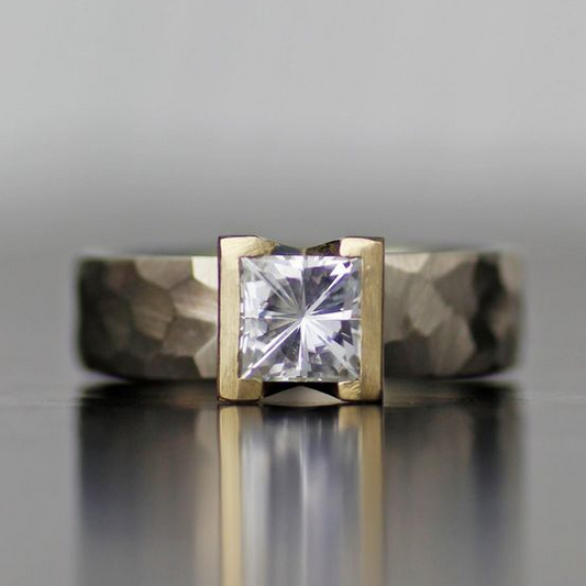 Antique Silver and Gold Inlaid Glass Ring