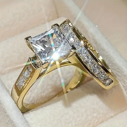 Retro Gold Zirconia Ring Set