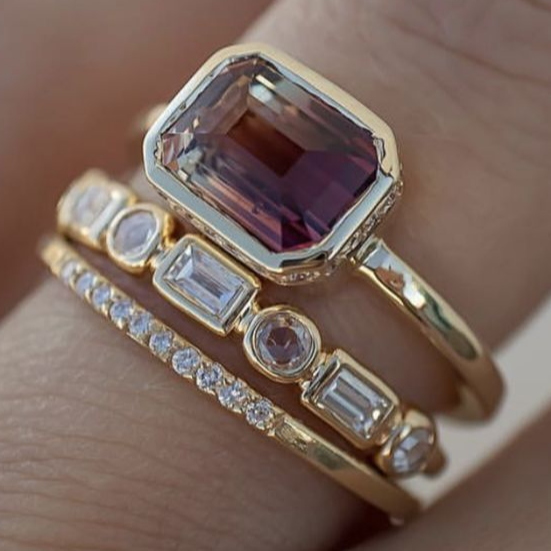 Antique Inlaid Garnet Glass Ring Collection