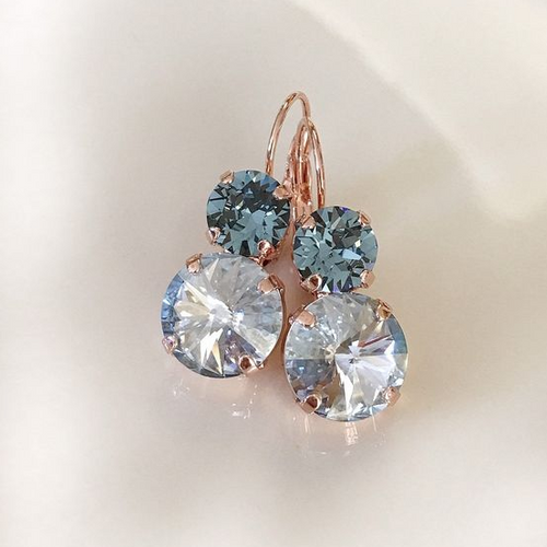 Classic White and Blue Crystal Vintage Earrings