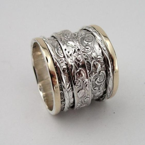 Antique Gold and Silver Ivy-Inspired Ring