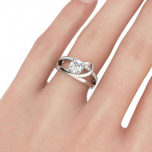 Classic Gold Spiral Ring with Inlaid Zirconia