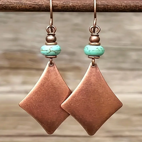 Retro Brown and Blue Gemstone Earrings