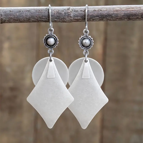 Retro White Drop Earrings