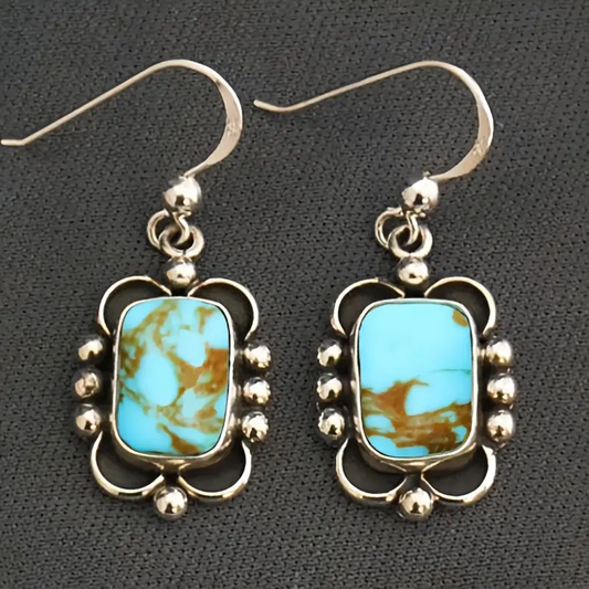 Retro Square Blue Opal Earrings