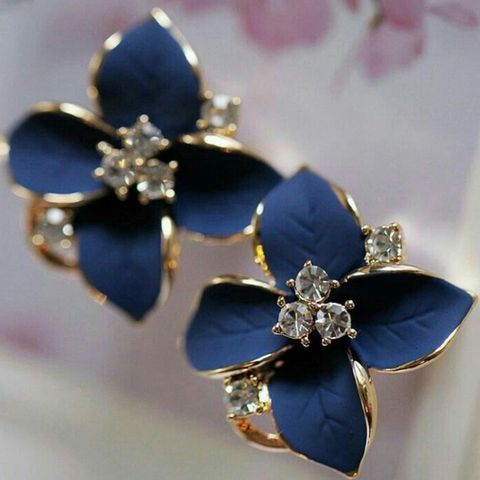 Retro Bright Blue Floral Earrings
