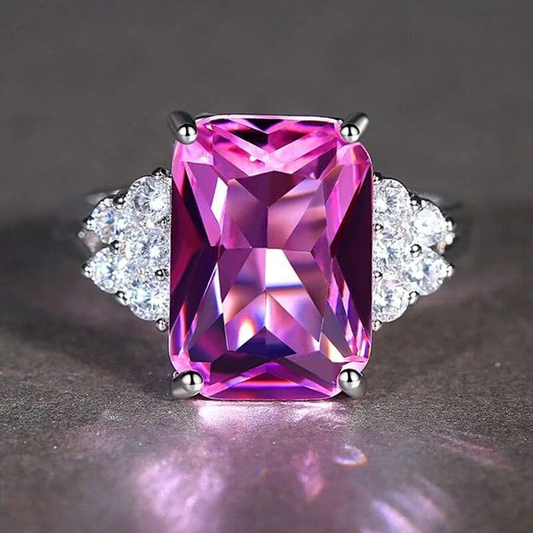 Antique Silver Ring with Purple Zirconia