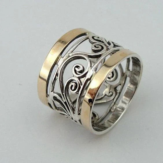 Antique Silver and Gold Hollow Ring