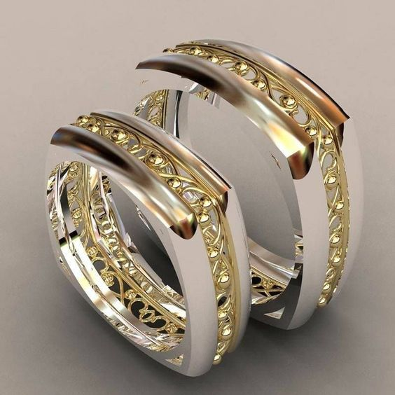 Classic Gold and Silver Zirconia Ring Set